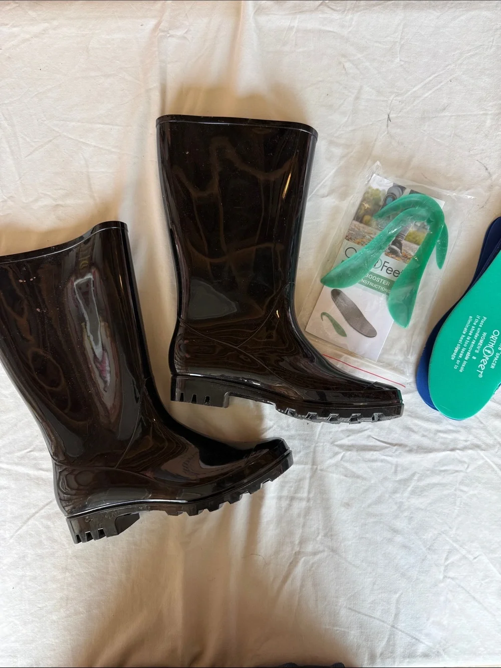 Black Gloss Rain Boots - Unbranded Stylish Waterproof Boot
